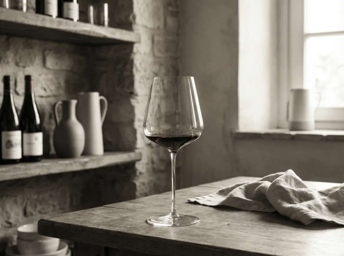 Bordeaux wine glass with tall bowl and tapered rim