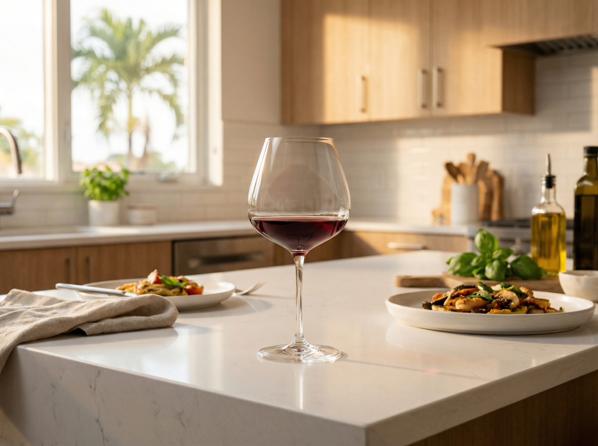 Burgundy wine glass with wide bowl for aromatics