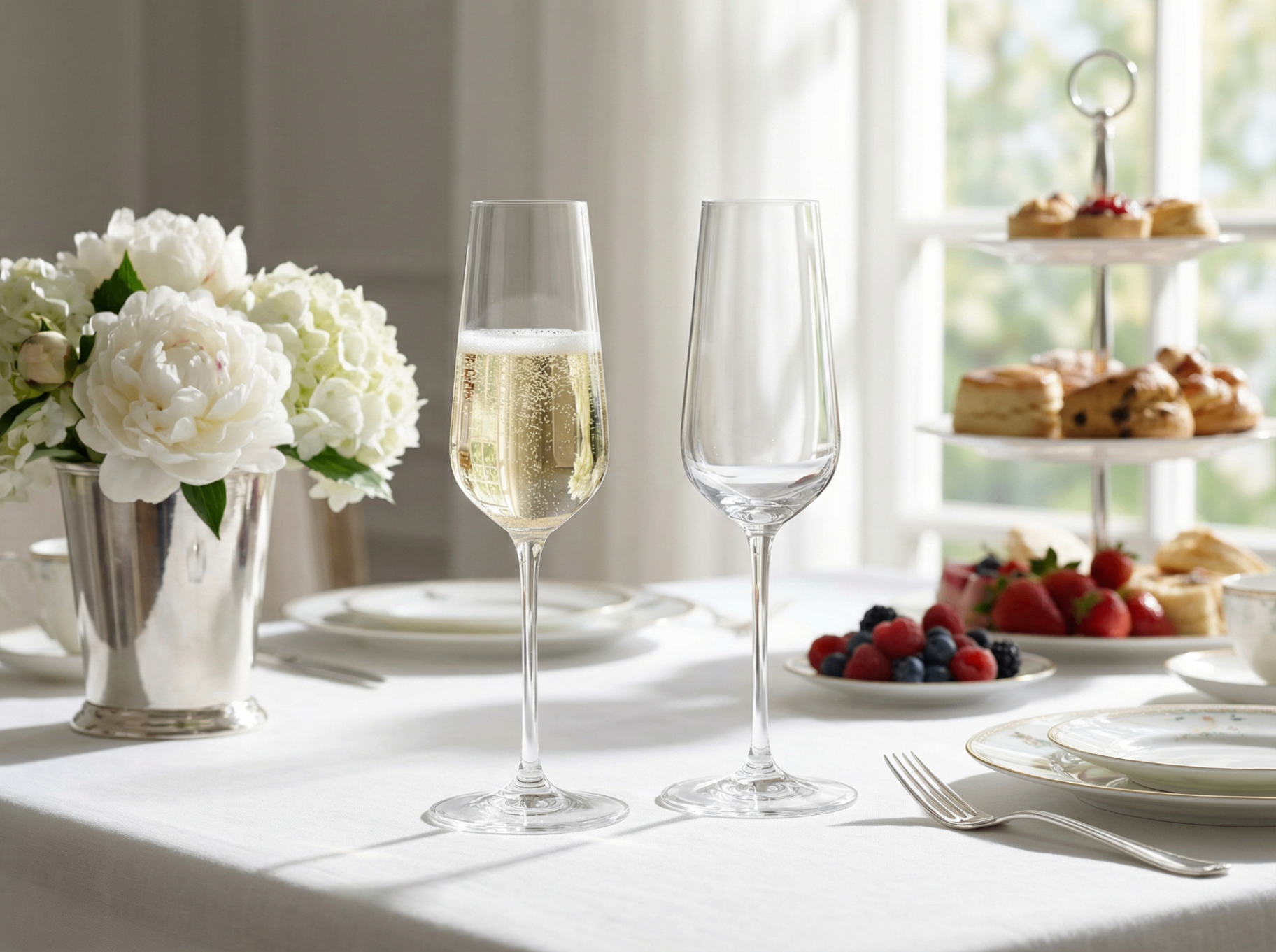 Champagne tulip glass preserving bubbles and aromas