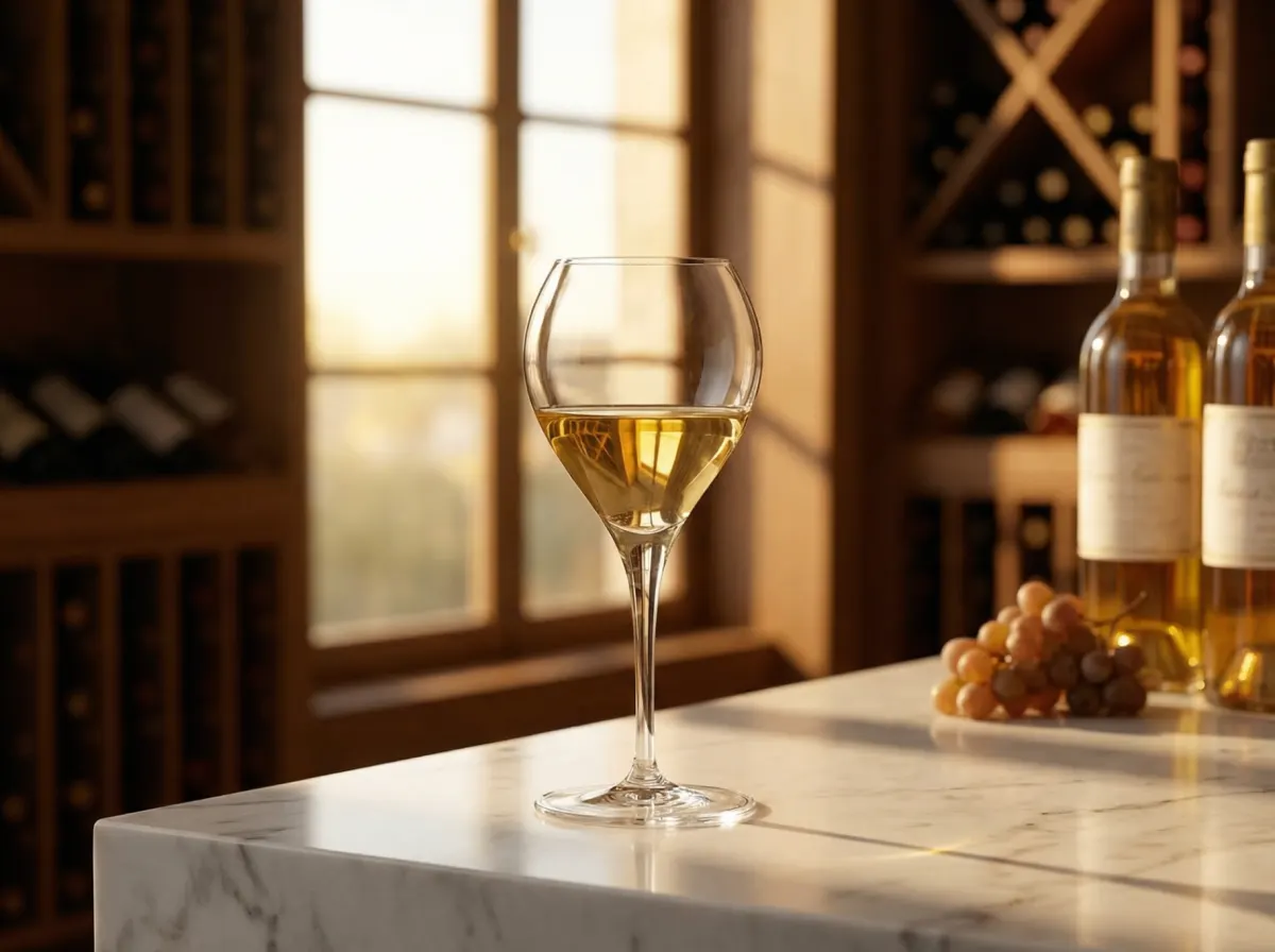 Sauternes dessert wine glass with narrow rim