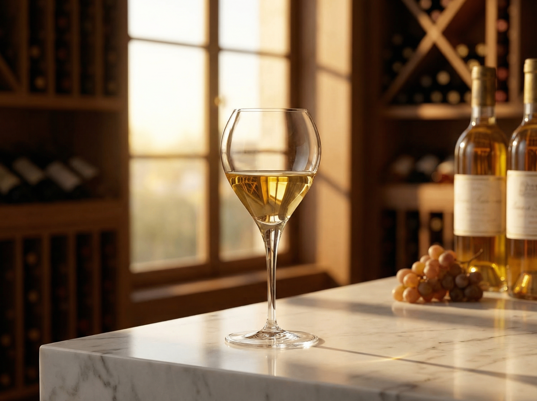 Sauternes dessert wine glass with narrow rim