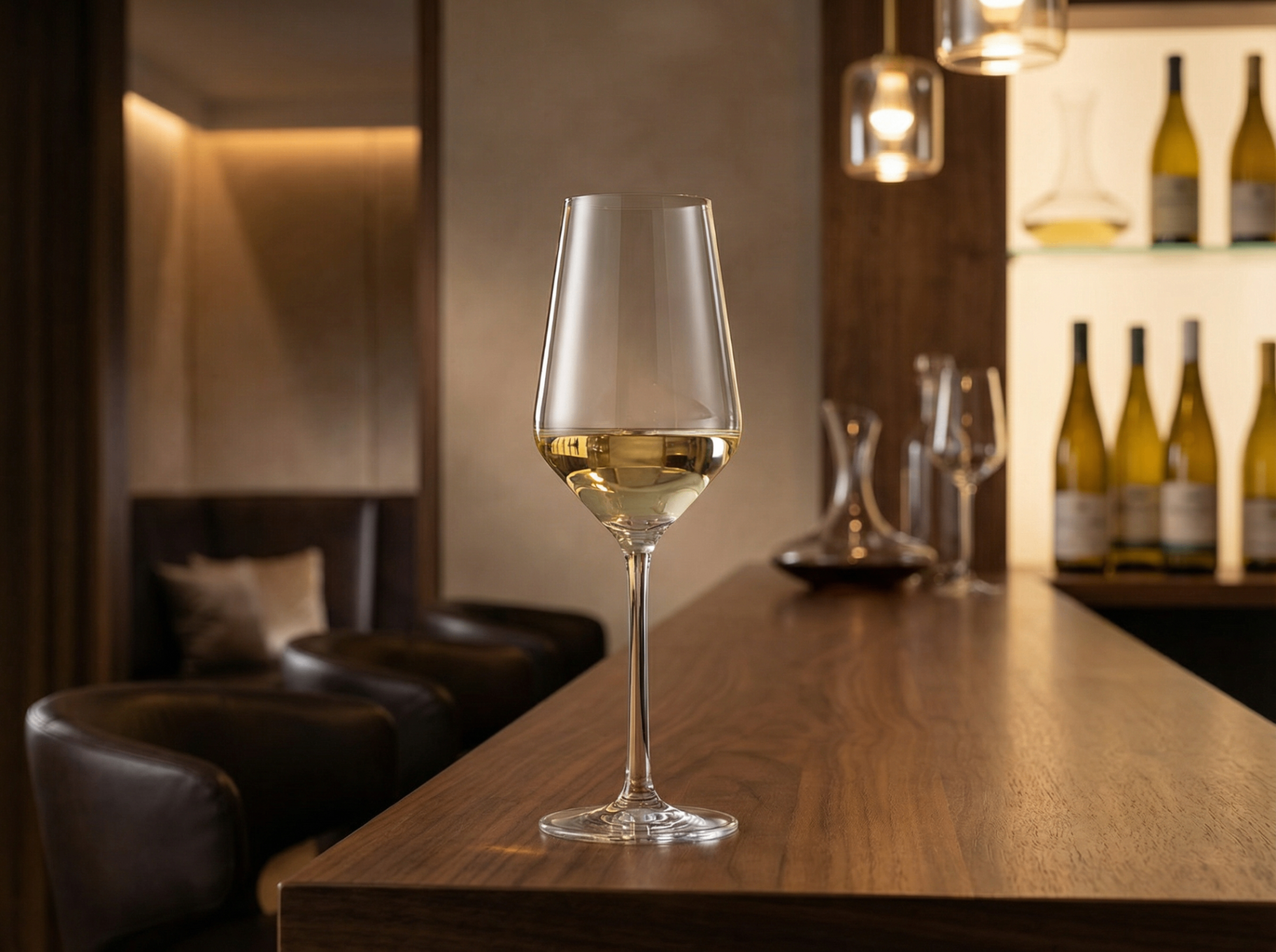 Riesling white wine glass with narrow bowl
